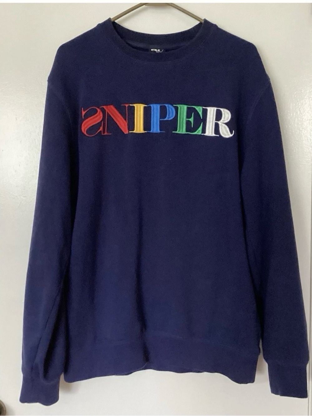 Sniper Gang Apparel Navy Crewneck Sweatshirt with Multicolor SNIPER Logo